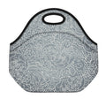 White And Grey Western Floral Print Neoprene Lunch Bag