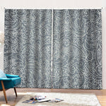 White And Grey Western Floral Print Pencil Pleat Curtains