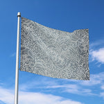 White And Grey Western Floral Print Polyester Flag