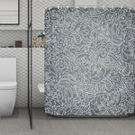 White And Grey Western Floral Print Polyester Shower Curtain