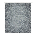White And Grey Western Floral Print Polyester Shower Curtain
