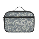 White And Grey Western Floral Print Portable Lunch Bag