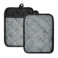 White And Grey Western Floral Print Pot Holders With Pocket