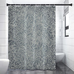 White And Grey Western Floral Print Premium Shower Curtain