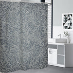 White And Grey Western Floral Print Premium Shower Curtain