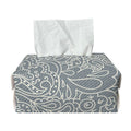 White And Grey Western Floral Print Rectangle Tissue Box Cover