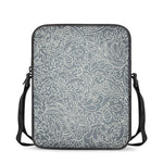 White And Grey Western Floral Print Rectangular Crossbody Bag