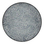White And Grey Western Floral Print Round Floor Mat