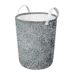 White And Grey Western Floral Print Round Laundry Basket