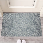 White And Grey Western Floral Print Rubber Doormat