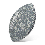 White And Grey Western Floral Print Rugby Ball
