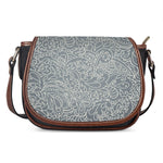 White And Grey Western Floral Print Saddle Bag