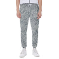 White And Grey Western Floral Print Joggers