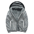 White And Grey Western Floral Print Sherpa Lined Zip Up Hoodie