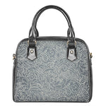 White And Grey Western Floral Print Shoulder Handbag
