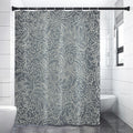 White And Grey Western Floral Print Shower Curtain