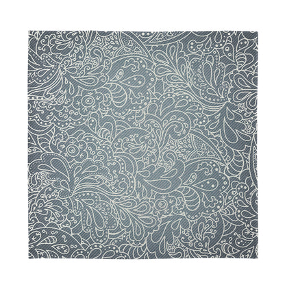 White And Grey Western Floral Print Silk Bandana