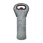 White And Grey Western Floral Print Single Neoprene Wine Tote