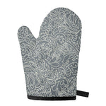 White And Grey Western Floral Print Single Oven Mitt