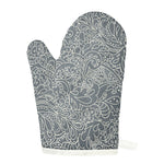 White And Grey Western Floral Print Single Oven Mitt