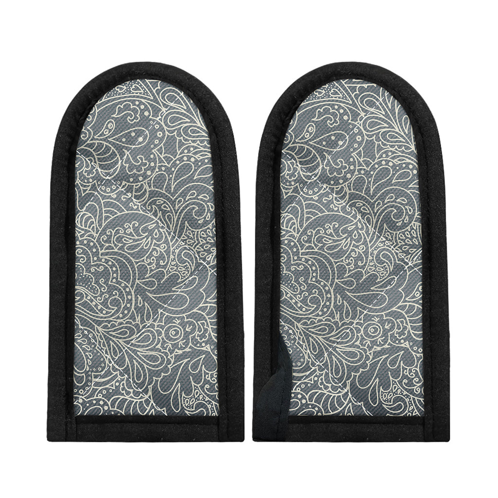 White And Grey Western Floral Print Skillet Handle Cover