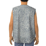 White And Grey Western Floral Print Sleeveless Baseball Jersey