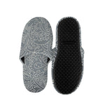 White And Grey Western Floral Print Slippers