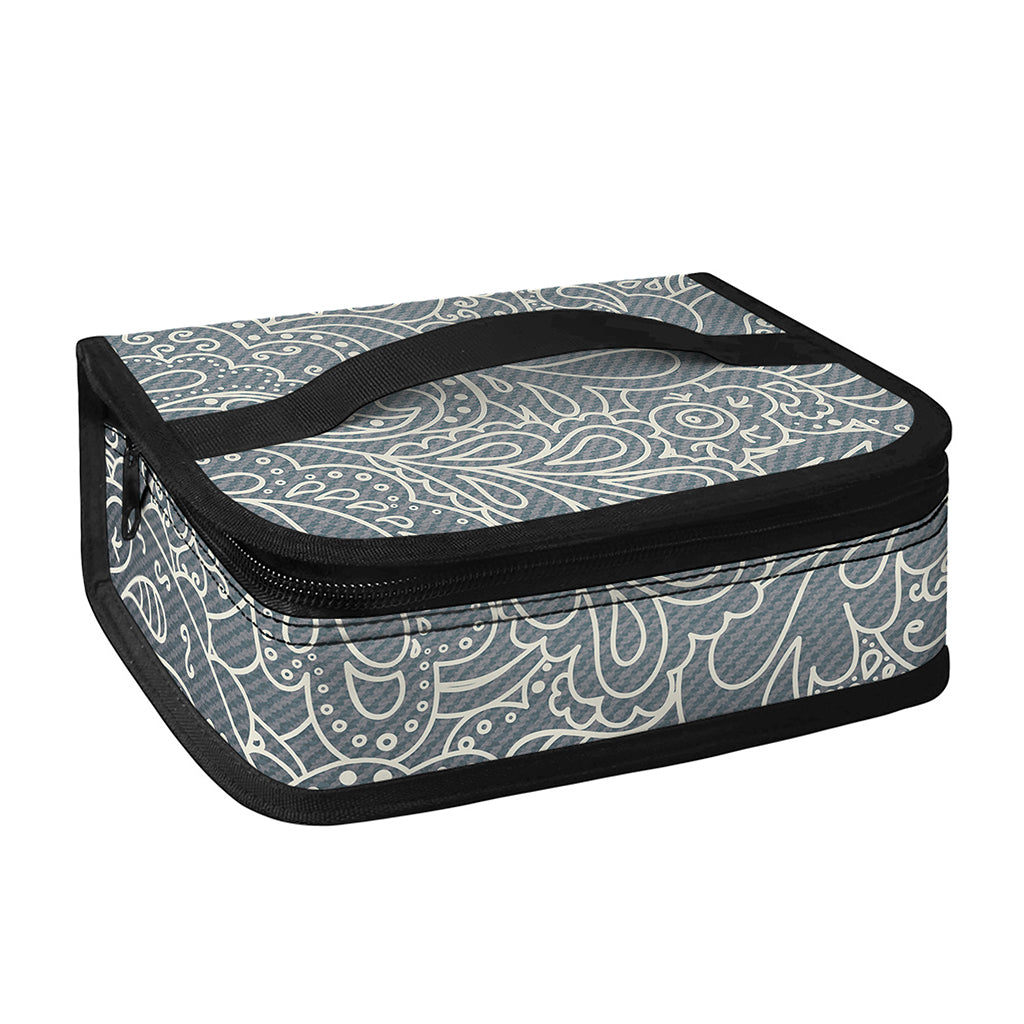 White And Grey Western Floral Print Small Lunch Bag