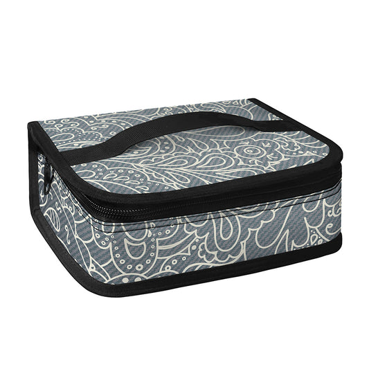 White And Grey Western Floral Print Small Lunch Bag