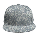 White And Grey Western Floral Print Snapback Cap