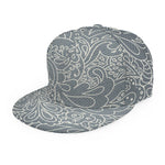 White And Grey Western Floral Print Snapback Cap
