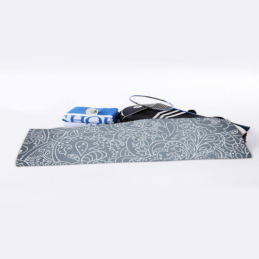 White And Grey Western Floral Print Sports Towel