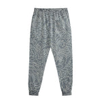 White And Grey Western Floral Print Sweatpants
