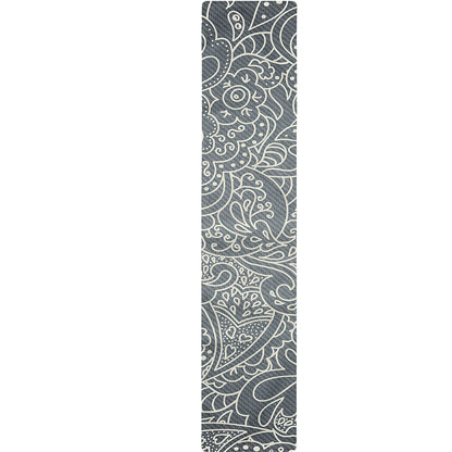 White And Grey Western Floral Print Table Runner
