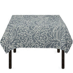 White And Grey Western Floral Print Tablecloth