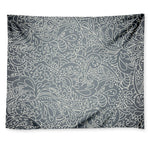 White And Grey Western Floral Print Tapestry