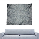 White And Grey Western Floral Print Tapestry