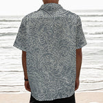 White And Grey Western Floral Print Textured Short Sleeve Shirt