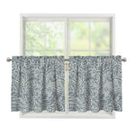 White And Grey Western Floral Print Tier Curtains