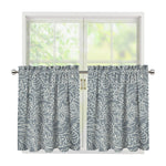 White And Grey Western Floral Print Tier Curtains