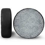 White And Grey Western Floral Print Tire Cover