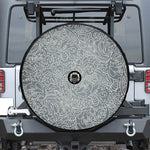 White And Grey Western Floral Print Tire Cover With Camera Hole