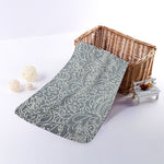White And Grey Western Floral Print Towel