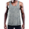 White And Grey Western Floral Print Men's Workout Tank Top