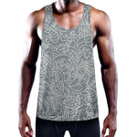 White And Grey Western Floral Print Training Tank Top