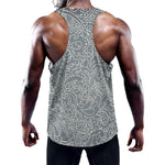 White And Grey Western Floral Print Training Tank Top