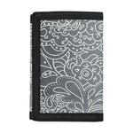 White And Grey Western Floral Print Trifold Wallet