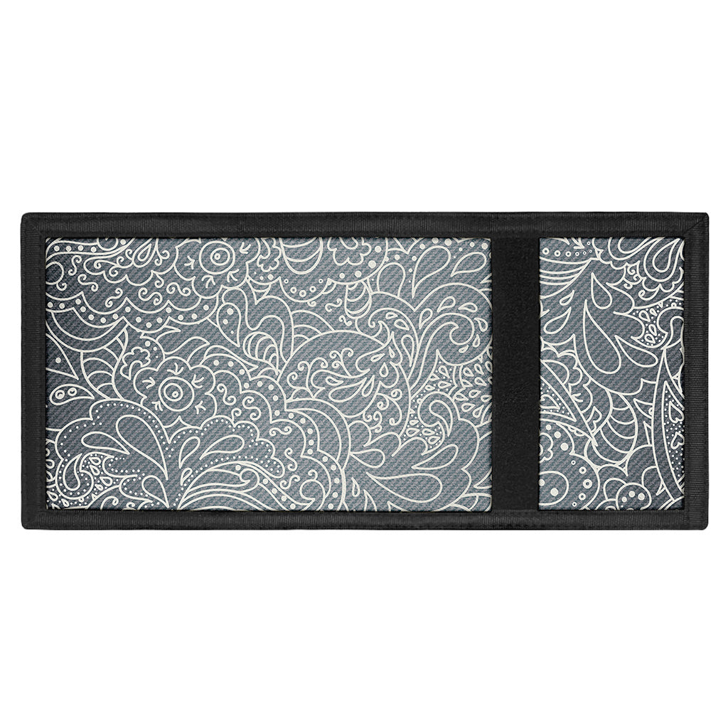 White And Grey Western Floral Print Trifold Wallet