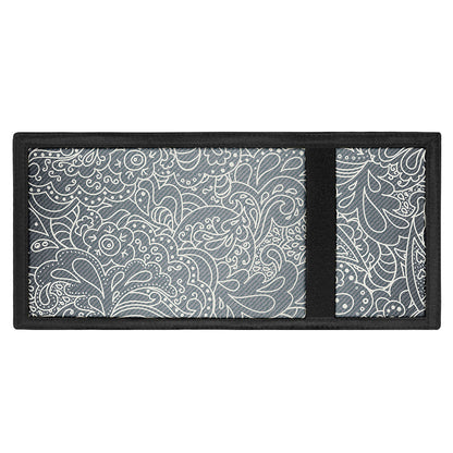 White And Grey Western Floral Print Trifold Wallet