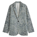 White And Grey Western Floral Print Women's Blazer